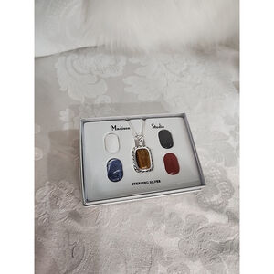 Madison Studios Sterling Silver Stone Pendant Necklace 18